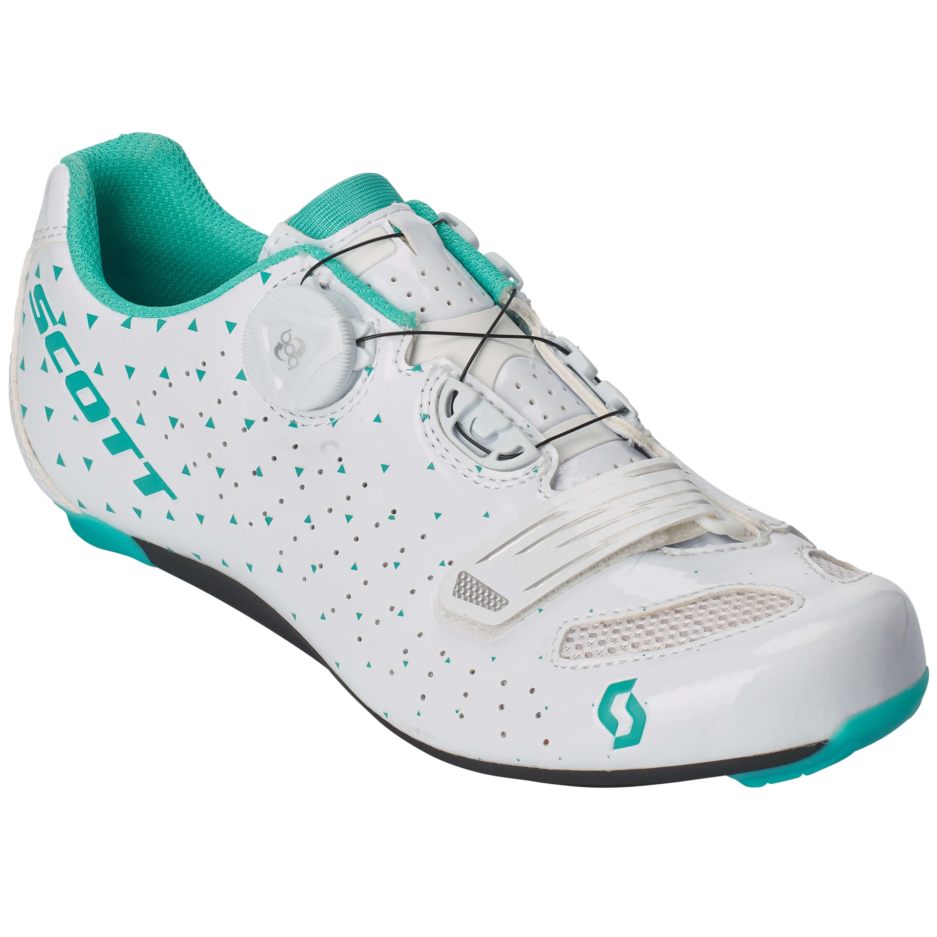 Scott Comp Boa Womens Road Shoes - Gloss White / Turquoise Blue - Image 3